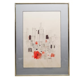 Charles Cobelle (1902-1994, French/USA) Cityscape Gouache on Paper