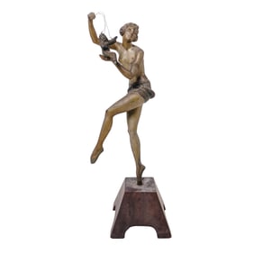 Manner of Molins Signed Metal Art Deco Style Dancer Sculpture