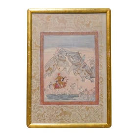 After Farrukh Chela (Indian, c. 1605) "Elephant Fight" Print