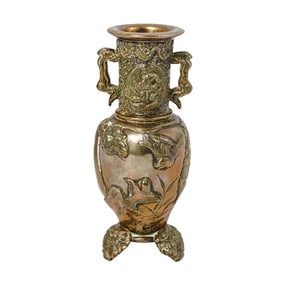 Japanese Bronze Relief Carved Vase