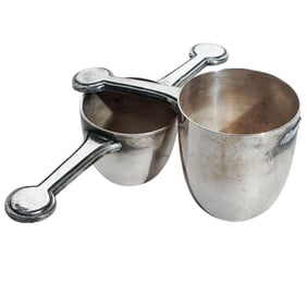 (2 Pc) Pair Of Art Deco Silver Plated Jiggers