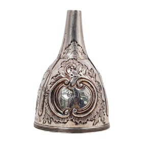 19th C. Stephen Adams English Silver Floral Wine Funnel