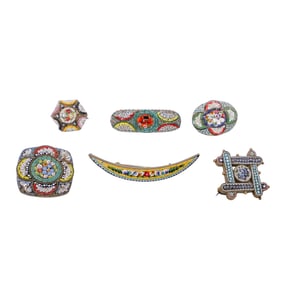 (6 Pc) Antique Italian Micromosaic Brooches