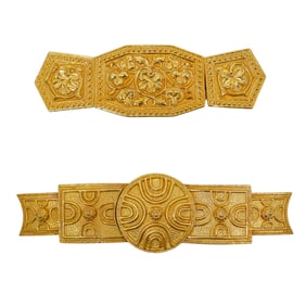(2 Pc) Vintage Alexis Kirk Gold Tone Ornate Belt Buckles