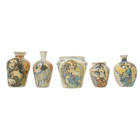 (5 Pc) Keith Campbell pottery vases