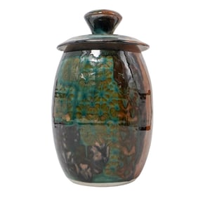 Vintage Apple Lane American Pottery Covered Tobacco Jar
