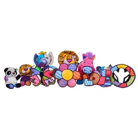 (10 pcs) Romero Britto (b. 1963, Brazilian) x Enesco Plushies Grouping