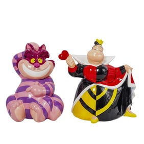 Pair of Disney Alice in Wonderland Ceramic Cookie Jars