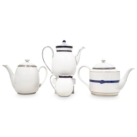 (4 Pc) Christofle Porcelain Teapots & Creamer