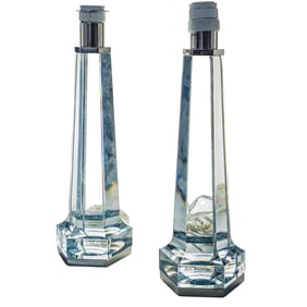Pair of Baccarat "Krysta" French Crystal Table Lamps