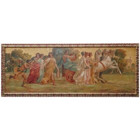 19th Century Italian Procession of Bacchantes Oil on Canvas