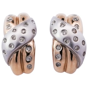 Pair of 14k Gold and Diamond Earrings