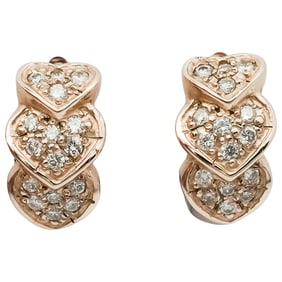 14k Gold and Diamond Heart Earrings