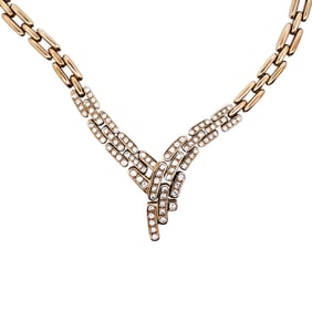 Signed 18k Gold and Diamond Necklace