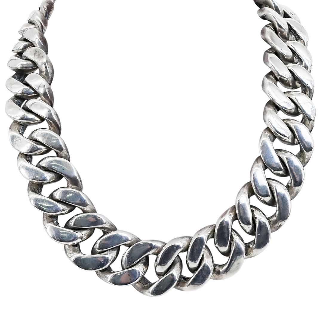 Large Sterling Silver Cuban Link Necklace (1 of 6)