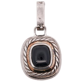 David Yurman 14k Gold Sterling and Onyx Pendant