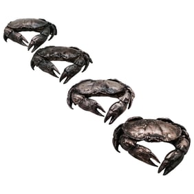 (4 pcs) Odiot Paris "Bestiaires" Silvered Bronze Crabs