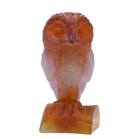 Daum France Pate de Verre Owl Figurine
