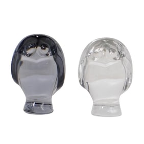 Pair of Baccarat Crystal Owl Figurines