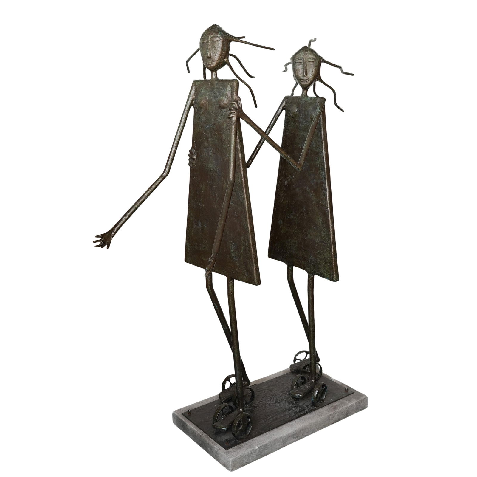 Attr. Allen Wynn (b. 1951, American) Large Bronze Figural Pair Sculpture (1 of 7)