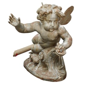 Du Val D'Osne Winged Cherub Silvered Bronze Sculpture