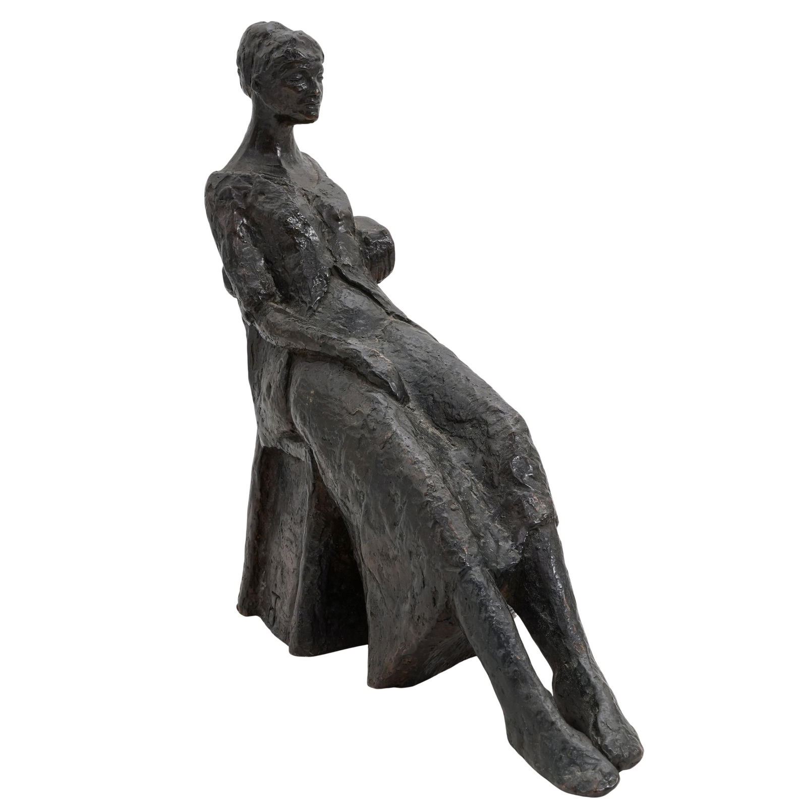 Signed Reclined Female Bronze Sculpture: Signed Reclined Female Bronze Sculpture20th century, ContinentalA signed bronze sculpture of a female in a reclined pose. Signed possibly a stylized "Jd".H 10" L 10" W 3"