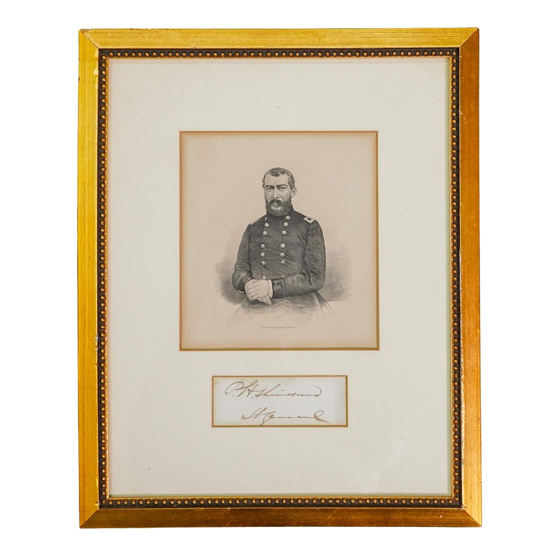 American Civil War General Philip H. Sheridan Framed Portrait & Autograph (1 of 3)
