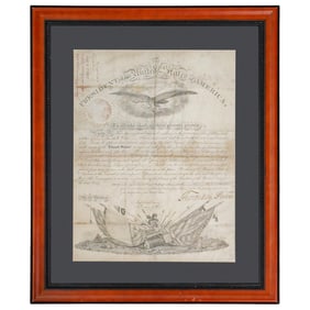 1853 Framed United States Certificate Signed by President Franklin Pierce