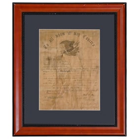 Framed 1864 US Army Discharge Certificate