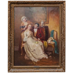 Mozart Rottmann (1874-1958, Hungarian) French Courting Scene Oil on Canvas