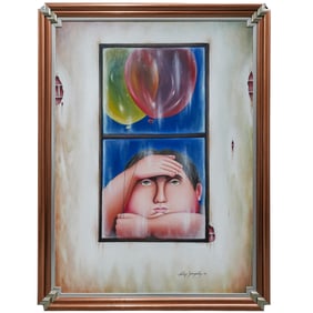 Felix Gonzalez Sanchez (Cuban, 20th cent.) Boy with Balloons Oil on Canvas