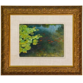 Benjamin Kelley (20th-21st cent., American) "Water Lillies & Goldfish" Oil on Canvas