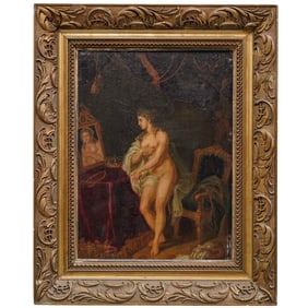 Female Nude Continental School Oil on Panel