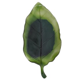 Daum Large Green Art Glass Leaf Tray