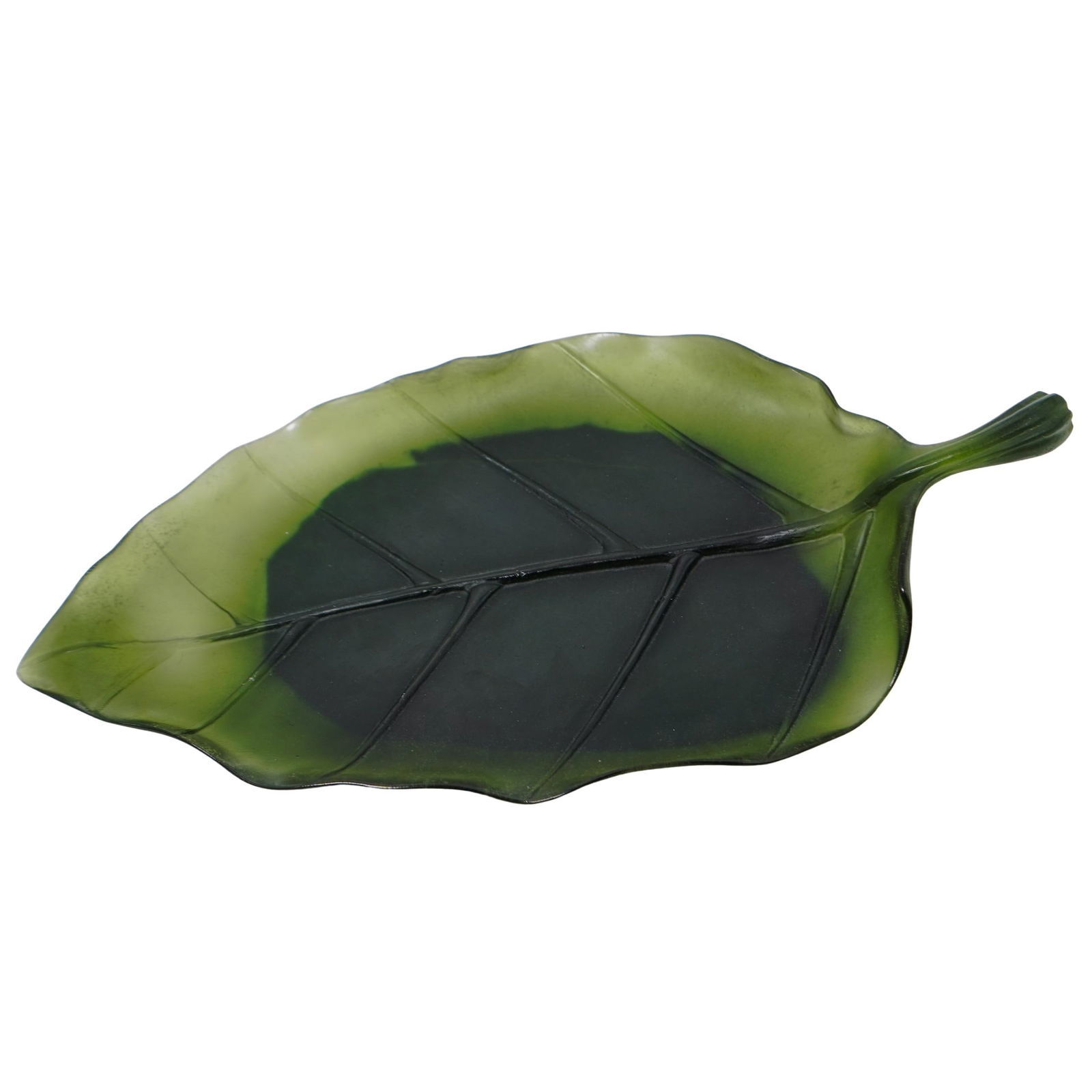 Daum Large Green Art Glass Leaf Tray (1 of 5)