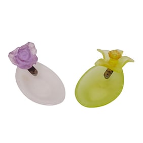 Pair of Daum Floral Patte De Verre Crystal Incense Burners