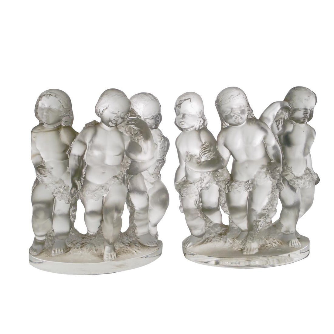 (2 Pc) Pair of Lalique Crystal "Luxembourg" Bookends (1 of 10)