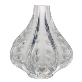 Lalique "Claude" Frosted Crystal Flower Vase
