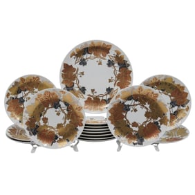 (15 Pc) Neiman Marcus Made In Japan Gilt Autumn Plates
