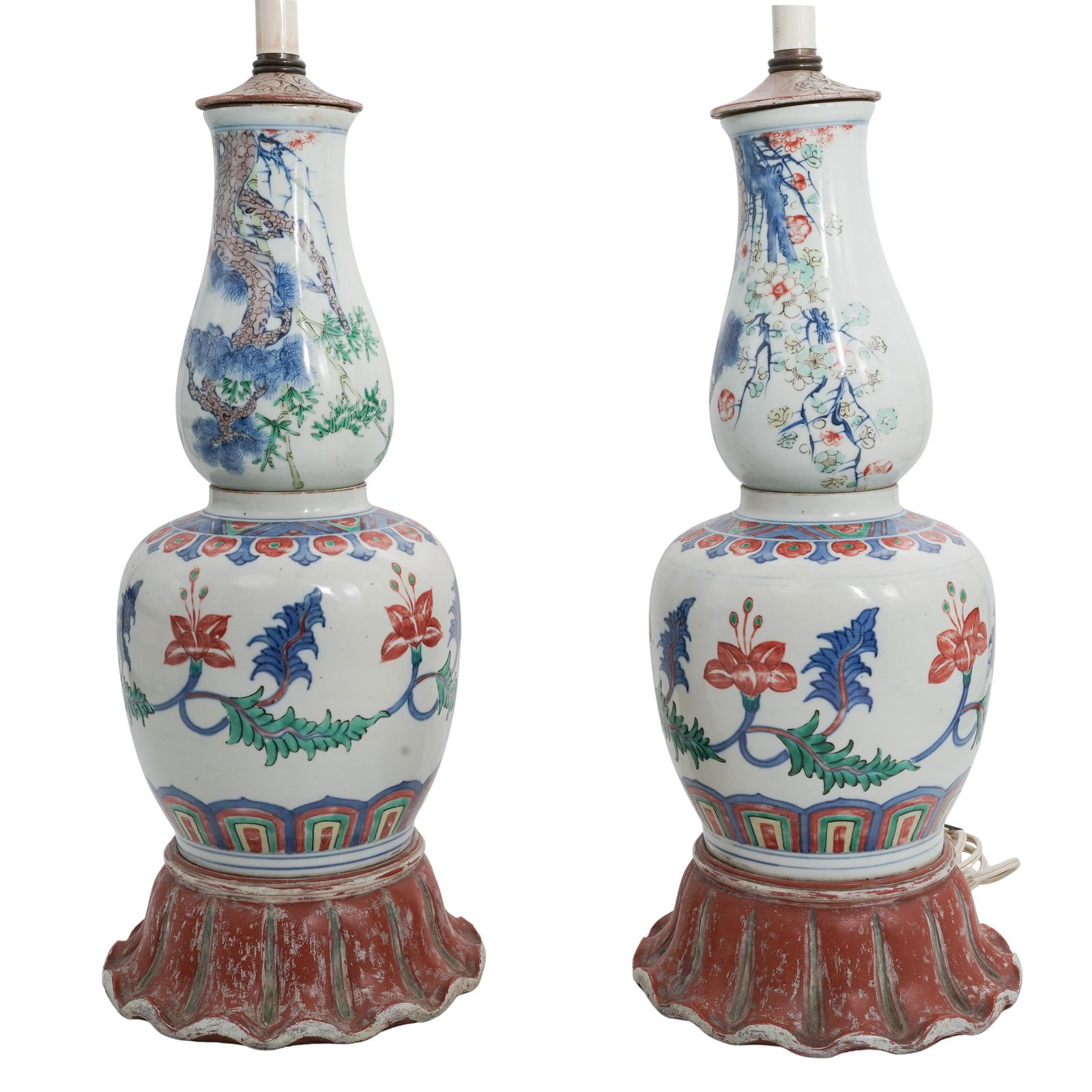 Pair of Chinese Converted Porcelain Urn Lamps (1 of 7)
