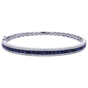 QCD 18k White Gold Diamond and Sapphire Bracelet