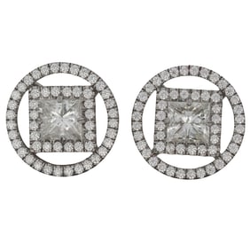 Pair Platinum and Diamond Stud Earrings