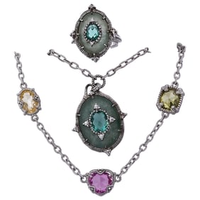 (4 Pc) Judith Ripka Sterling Silver Jewelry Set