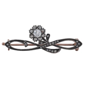 Imperial Era 14k Rose Gold and Diamond Brooch