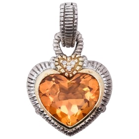 18k Gold Sterling Silver Citrine Heart Pendant