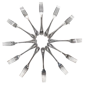 (12 pcs) Christofle "Marly" Silver-Plate Dinner Forks