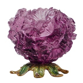 Jay Strongwater Floral Glass and Enamel Vase