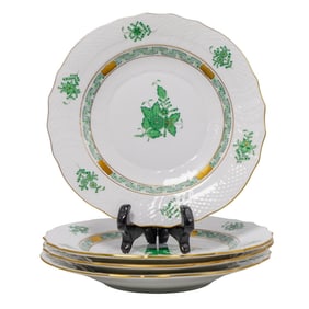 (4 Pc) Herend "Chinese Green Bouquet" Bread & Butter Plates Set