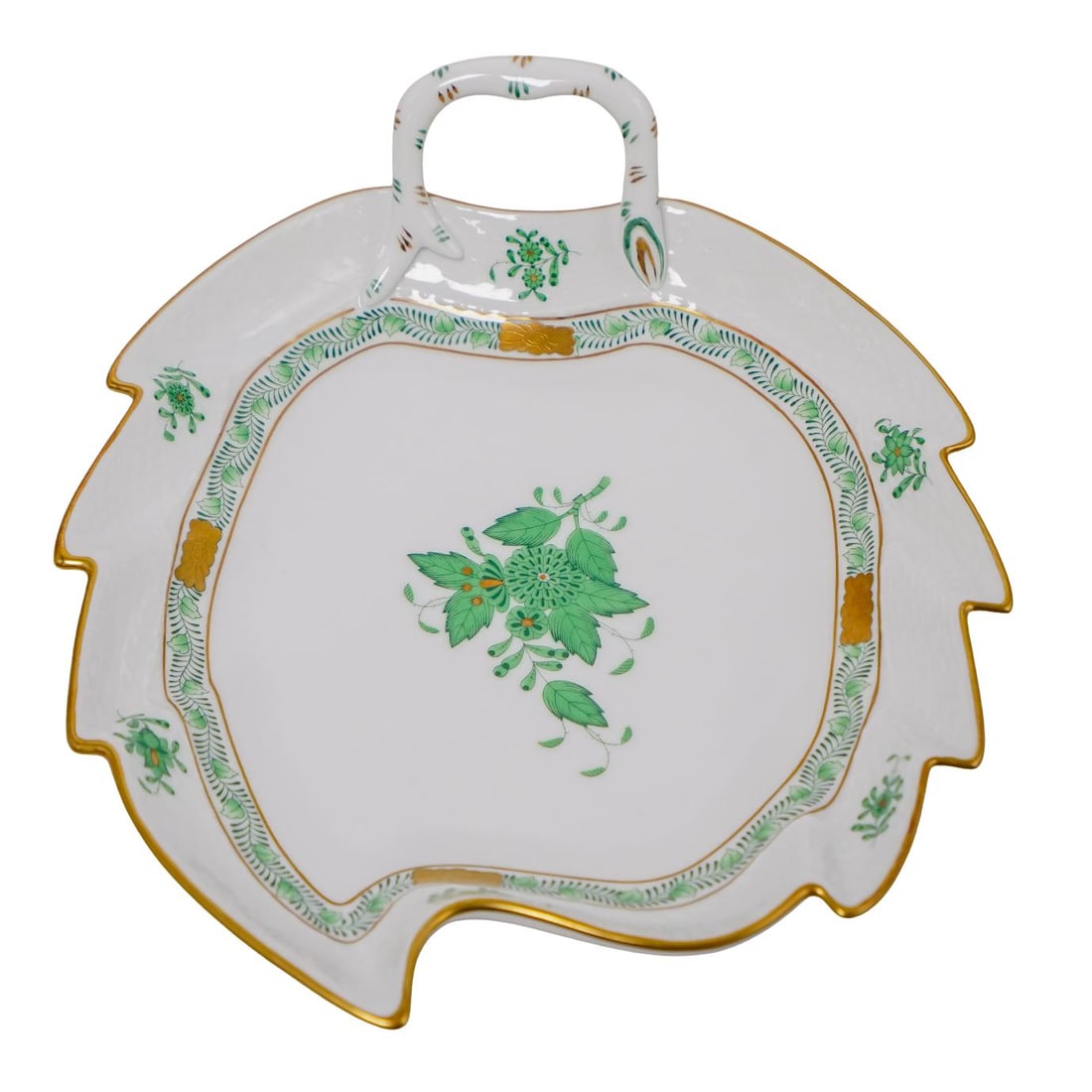 Herend Porcelain "Chinese Green Bouquet" Leaf Dish (1 of 7)