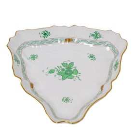 Herend "Chinese Green Bouquet" Triangular Vegetable Bowl